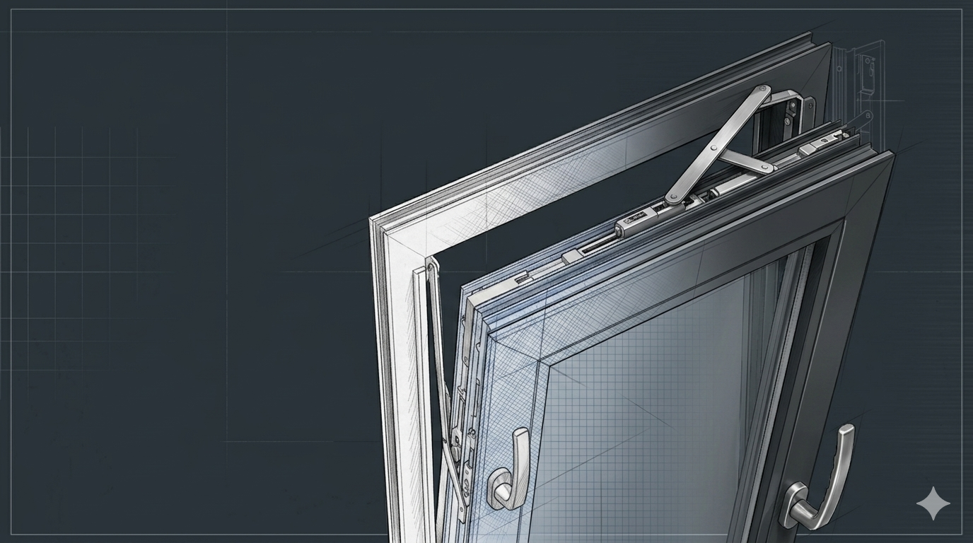 Tilt and turn pencere sistemi teknik eskiz
